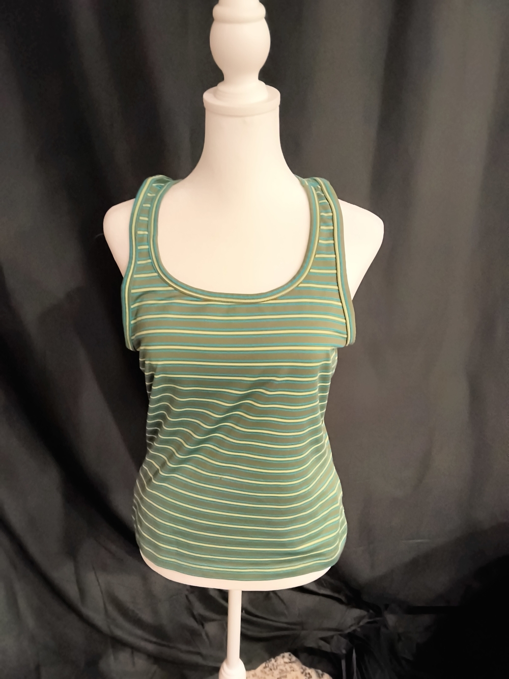 Guess Green Striped Scoop Tank Top